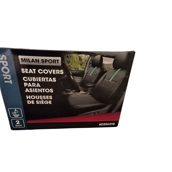 Autocraft Milan Sport Seat Leather Covers Set AC2063TQ Black & Mint Teal Green - Picture 2 of 9